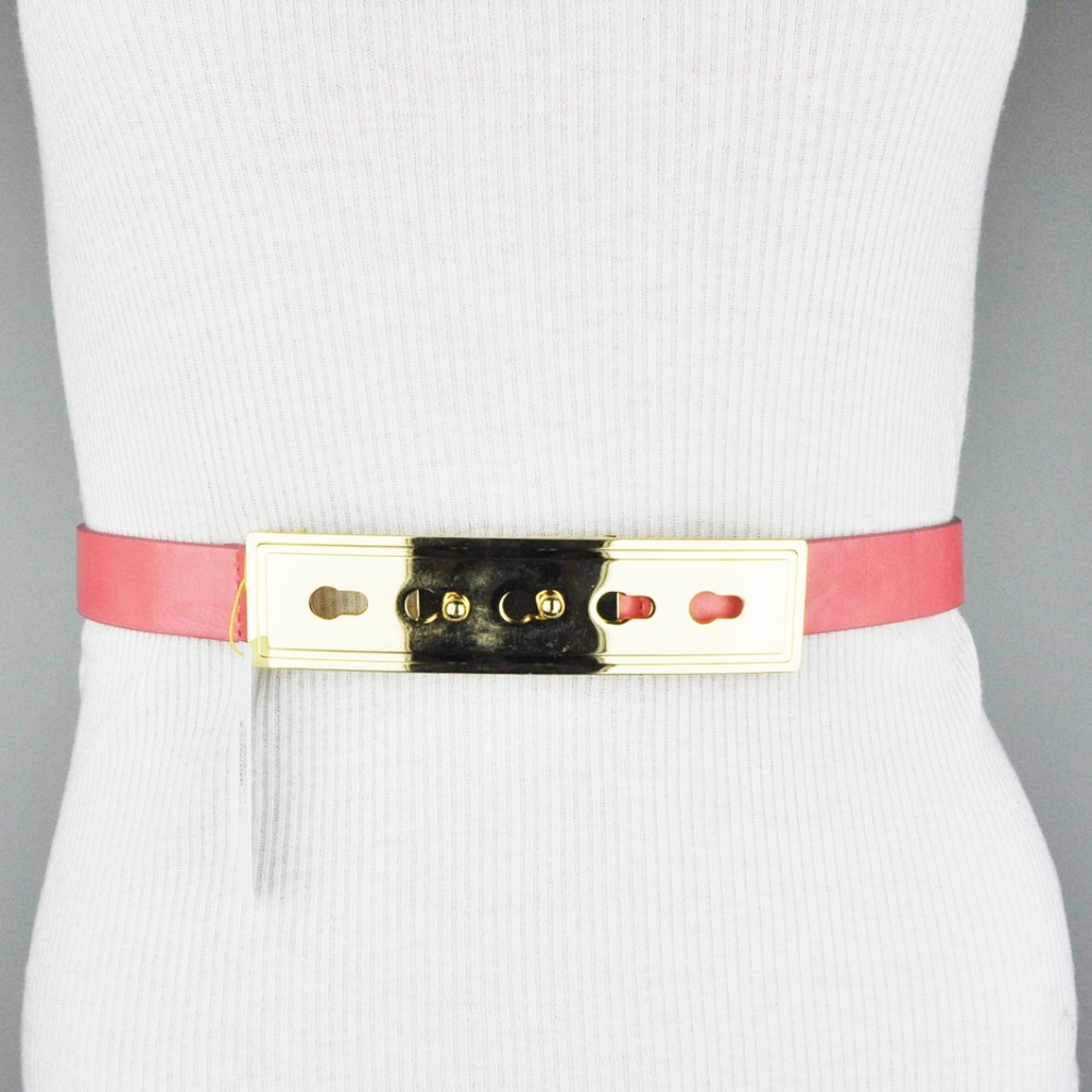 BCBG • Pink, Gold Faux Leather Belt